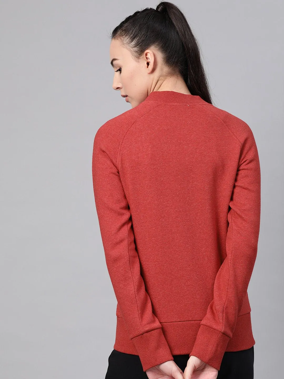 Alcis Women Red Solid Outdoor Sweatshirt