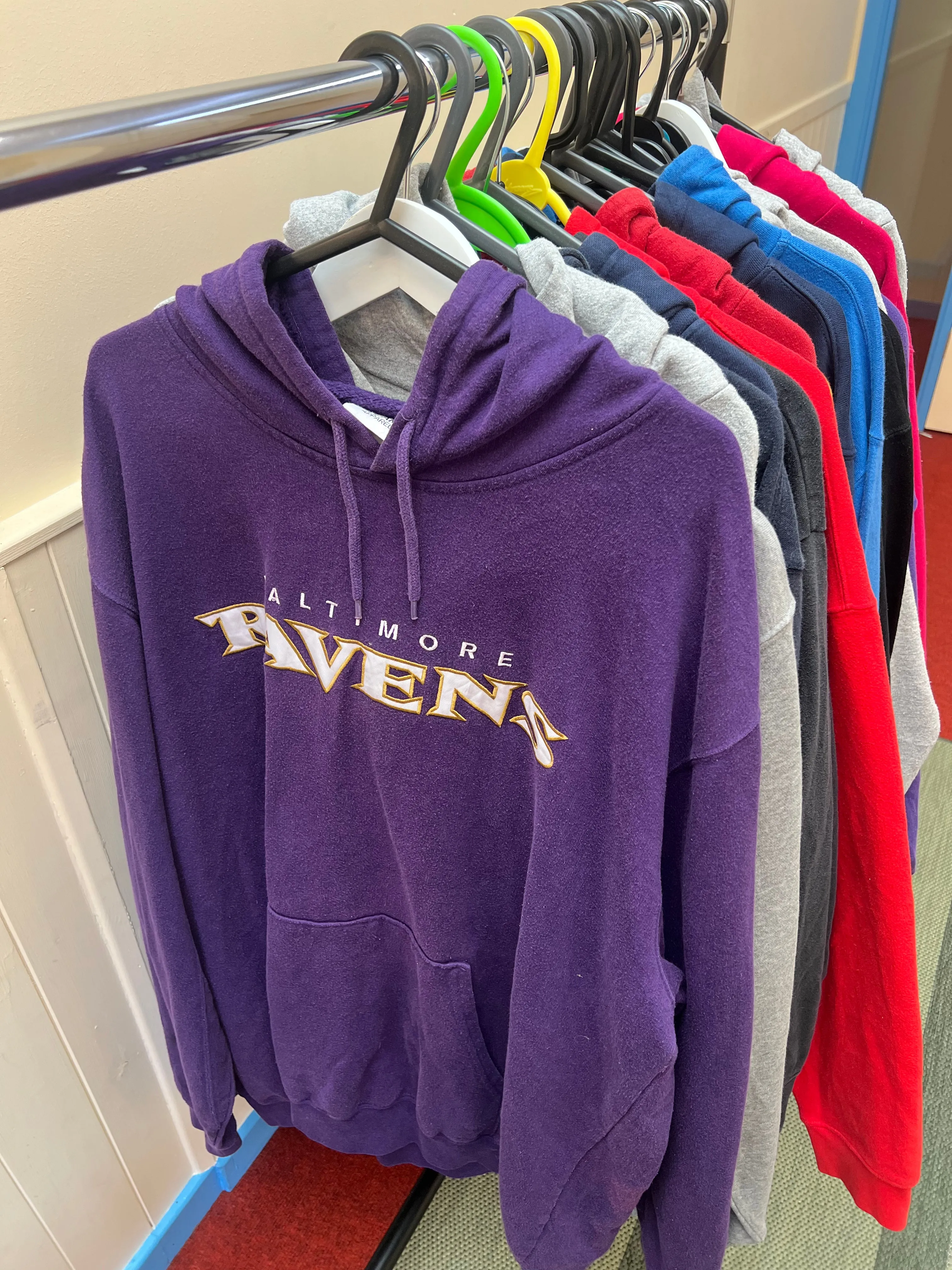 American branded sports and university hoodies and sweatshirts