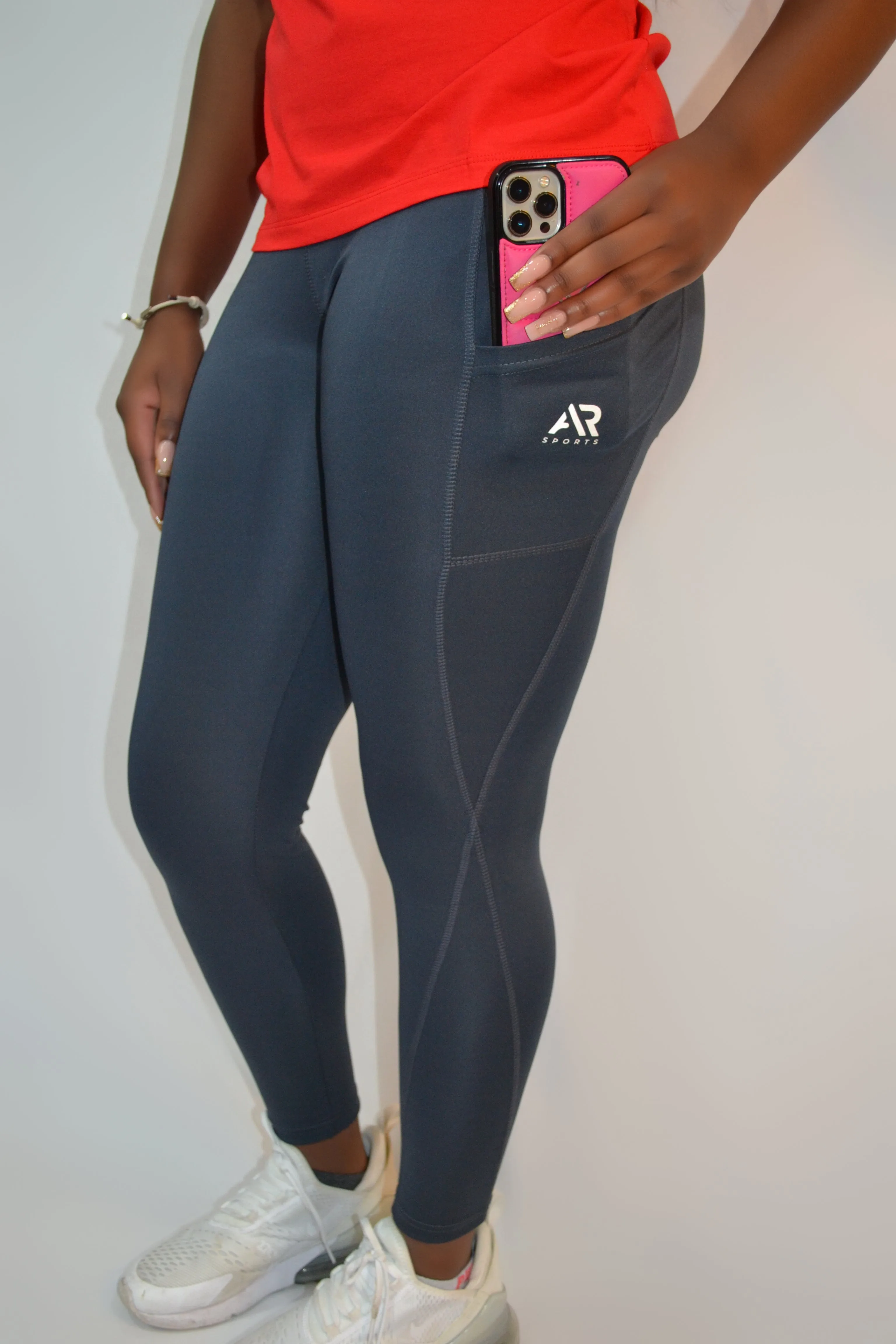 AR Sportswear Side Pocket Logo High Waist Leggings