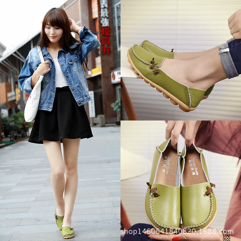 Big Size Soft Multi-Way Wearing Pure Color Flat Loafers