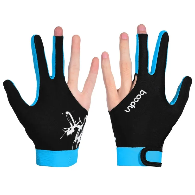 BOODUN M050912 Thin Breathable Men and Women Billiards Three Finger Single Gloves, Size:L(Sky Blue)