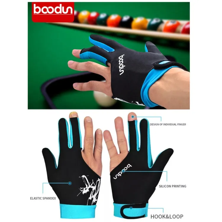 BOODUN M050912 Thin Breathable Men and Women Billiards Three Finger Single Gloves, Size:L(Sky Blue)