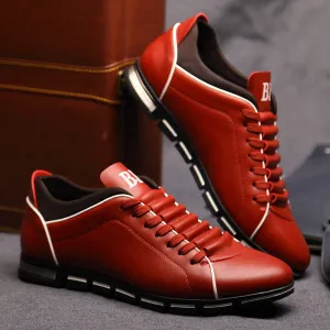 Casual Lace Up Leather Flat Loafer Shoes for Men