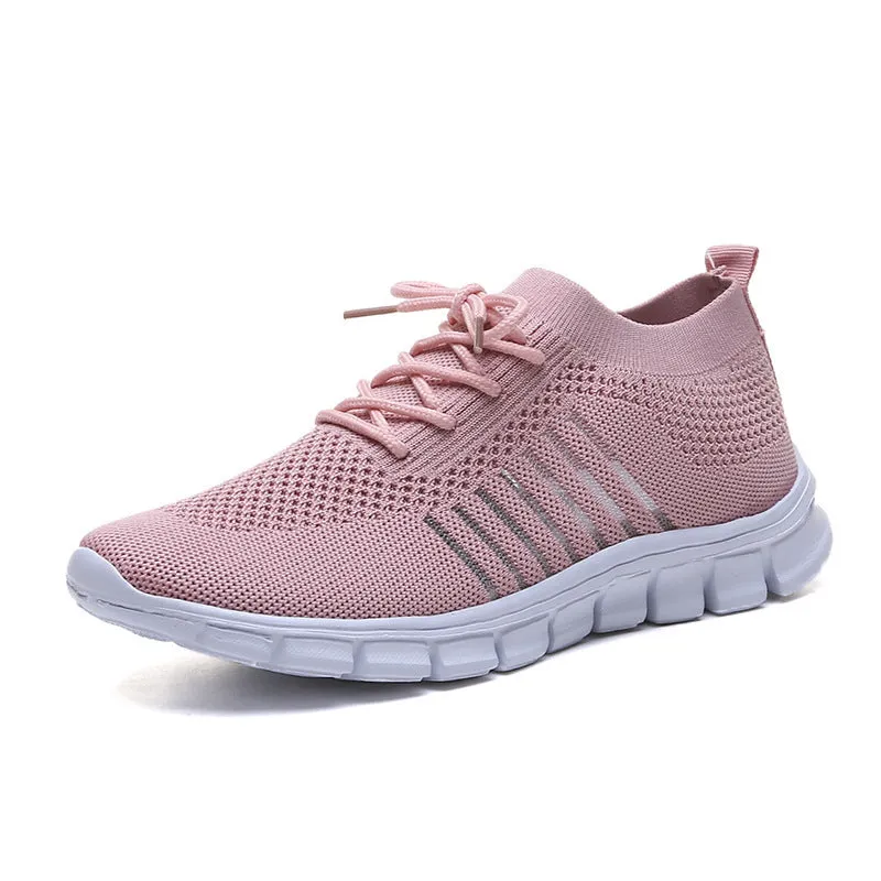 Casual Ladies Shoes Breathable  Women Flying Knit Sports Shoes Flat Shoes