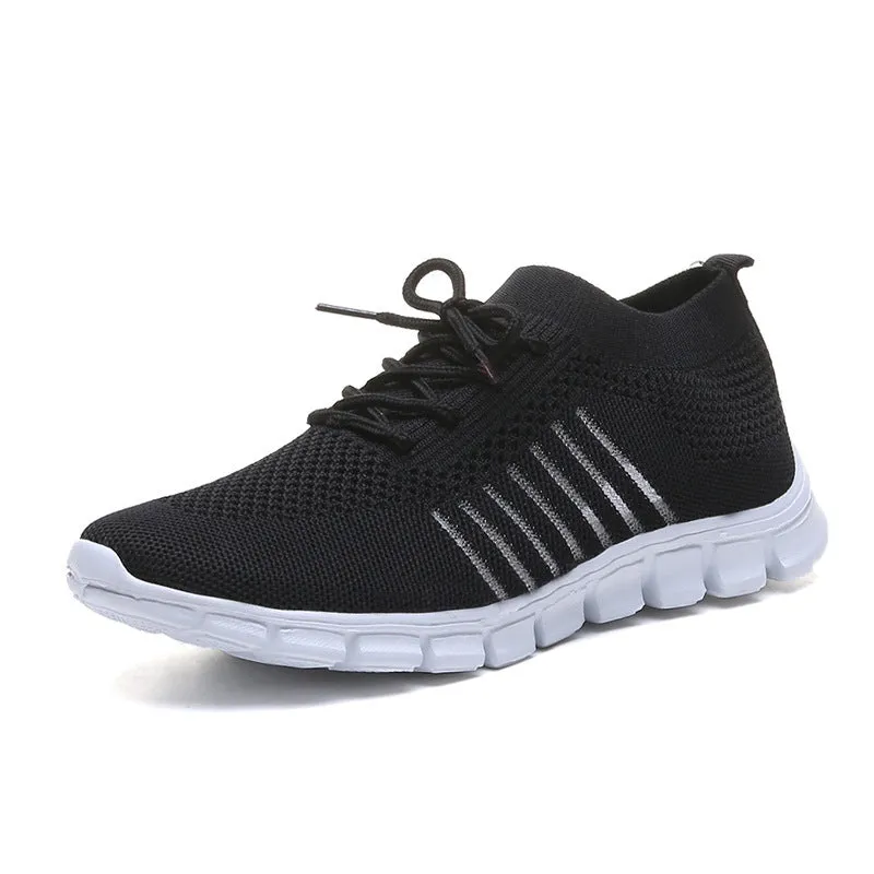 Casual Ladies Shoes Breathable  Women Flying Knit Sports Shoes Flat Shoes