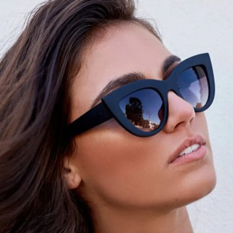 Cat Eye Mirrored Metal Frame UV400 Sunglasses for Women