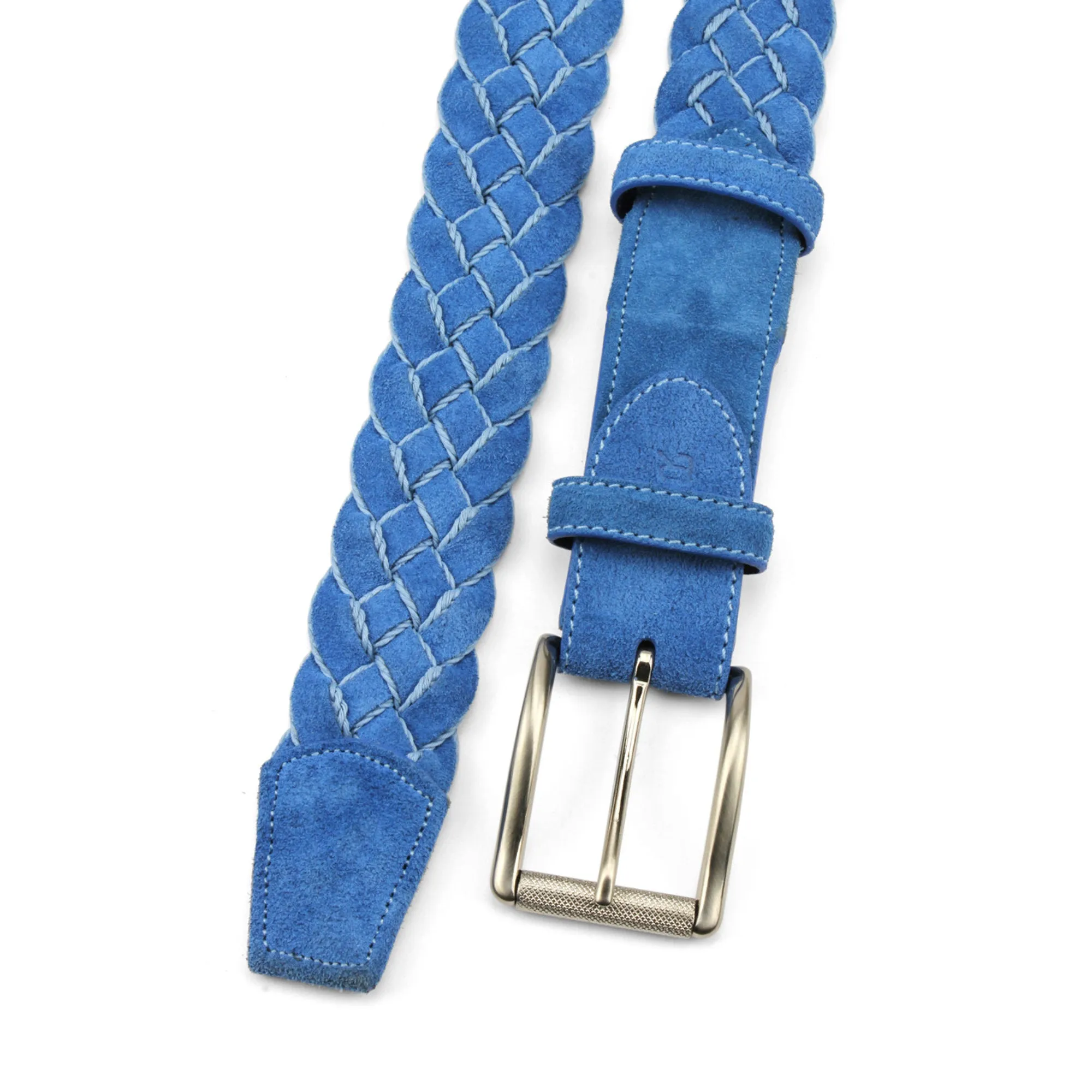 Cornflower Blue Suede Handweave Belt