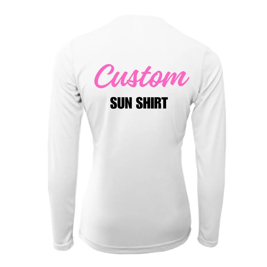 Custom Sun Shirt - Women V-Neck Long-Sleeve UPF50 Shirt with Custom Print