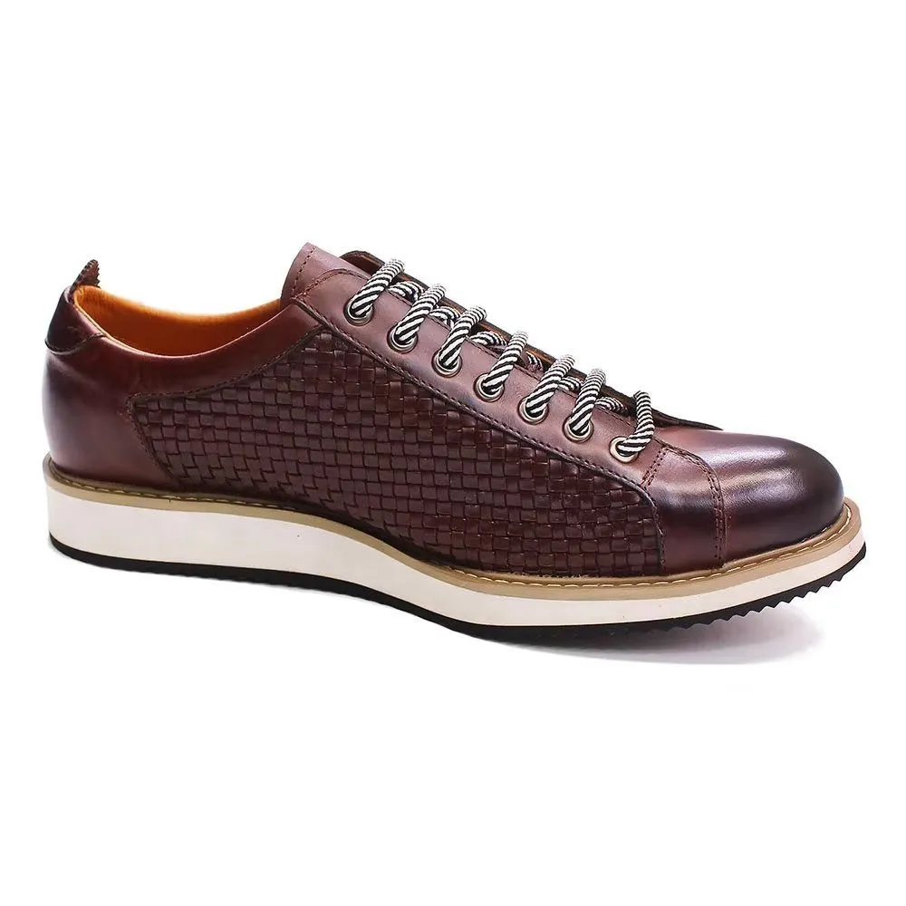 Elegant Cow Leather Lace-Up Business Sneakers