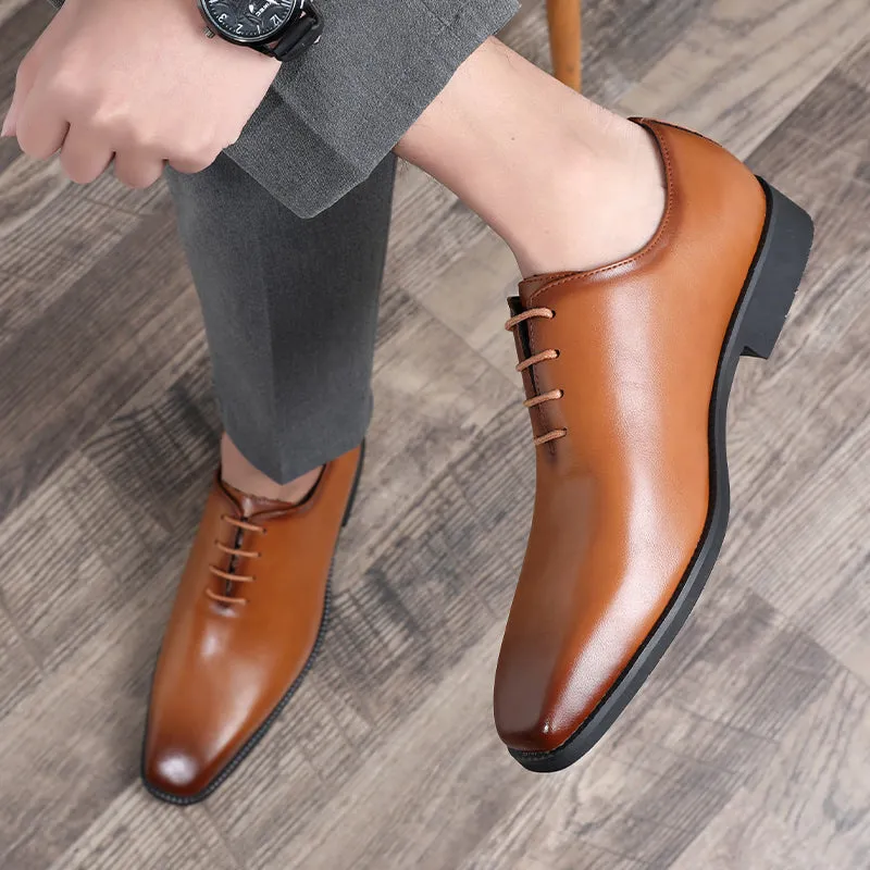 Embossed Elegance Pointed Toe Stylish Oxford Dress Shoes