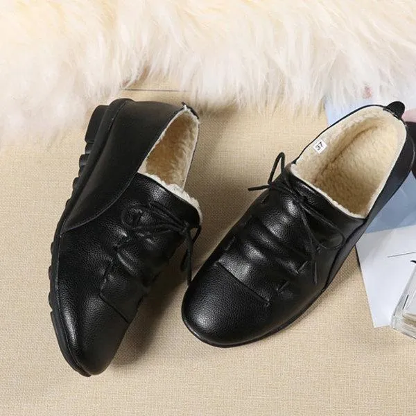 Folds Fur Lining Slip On Lazy Flat Shoes