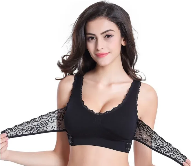 Front Cross Buckle Lace Lift Bra