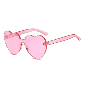 Heart Shape Rimless UV400 Sunglasses for Women(Pink)