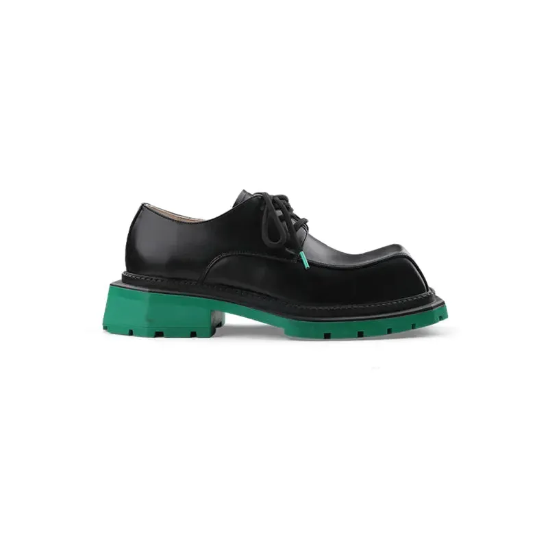 【HOT!】Black Square Toe Leather Shoes