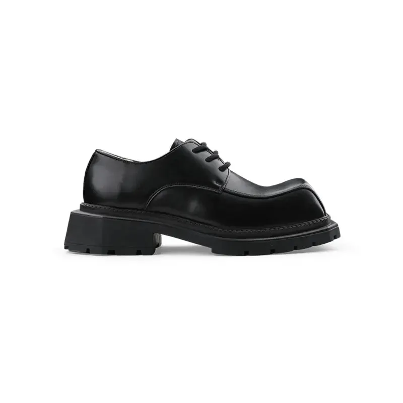 【HOT!】Black Square Toe Leather Shoes