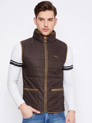 JUMP USA Men Coffee Brown Sleeveless Padded Jacket