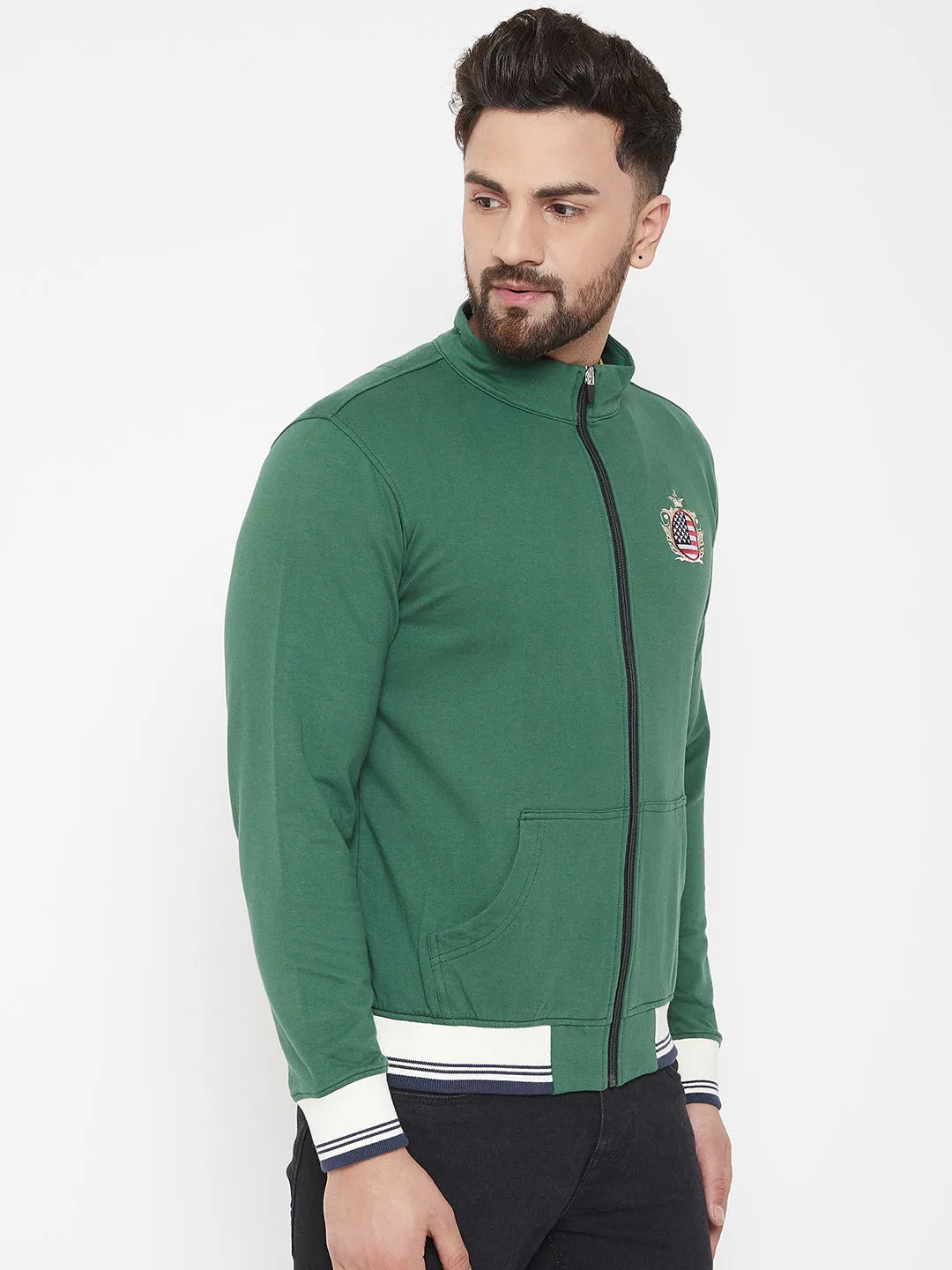 JUMP USA Men Green Solid Bomber Jacket