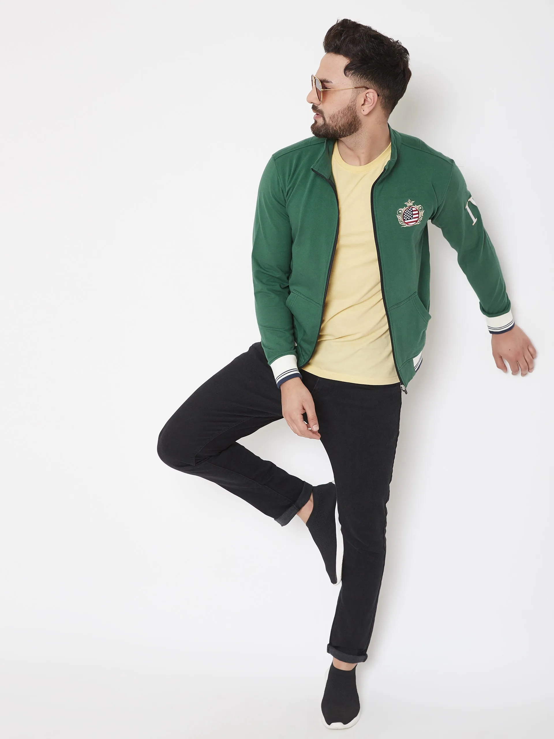 JUMP USA Men Green Solid Bomber Jacket