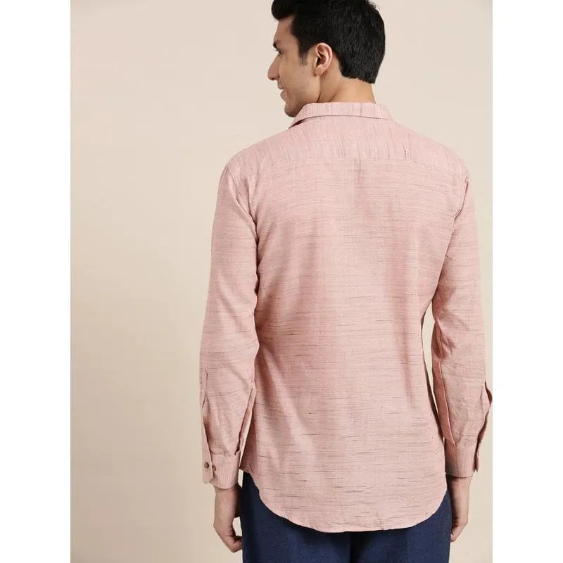 Light Pink Men Cotton Shirt