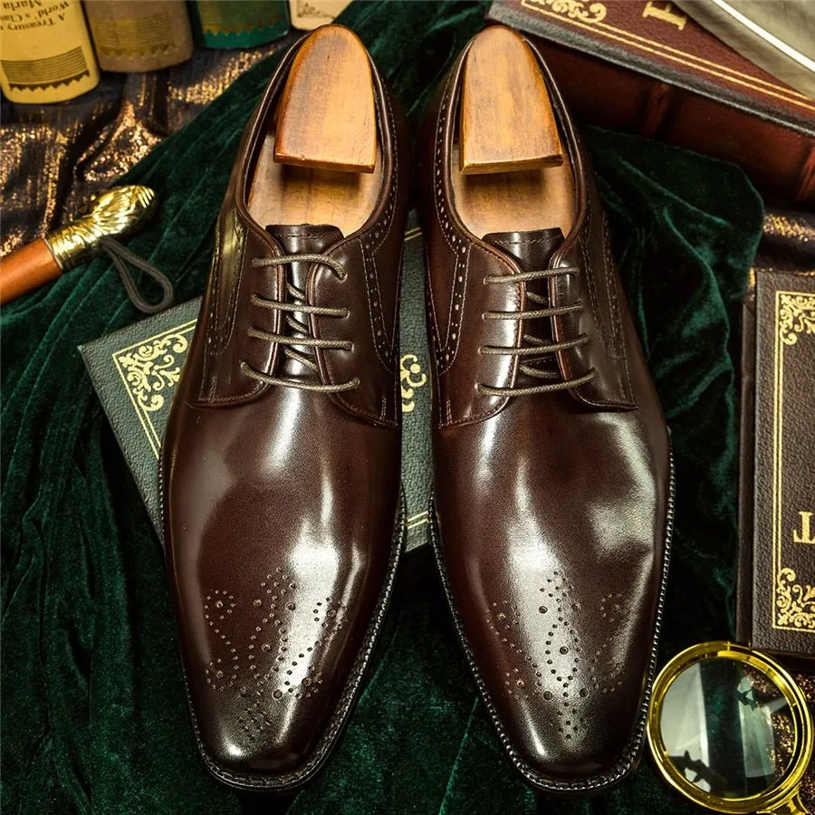 LuxeLace Exotic Leather Lace-Up Dress Shoes