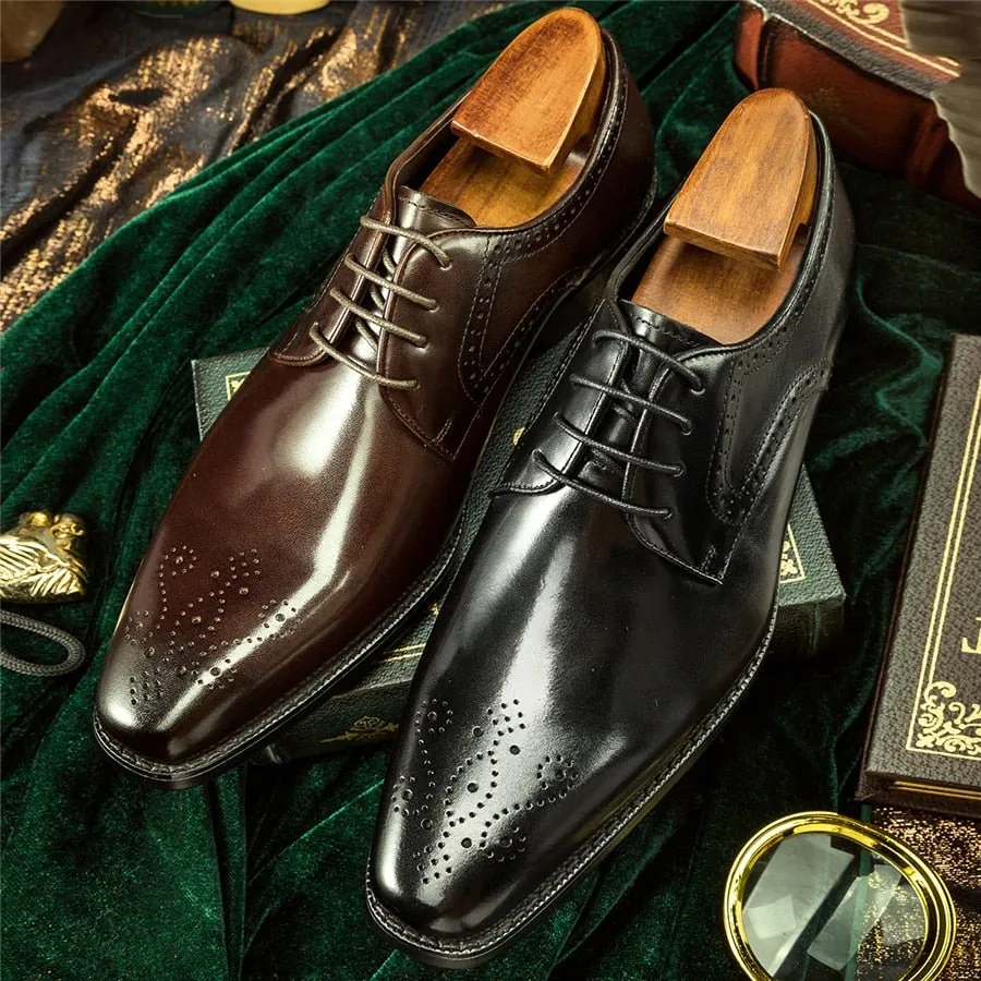 LuxeLace Exotic Leather Lace-Up Dress Shoes