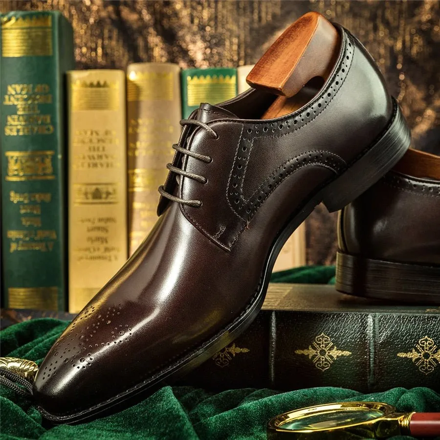 LuxeLace Exotic Leather Lace-Up Dress Shoes