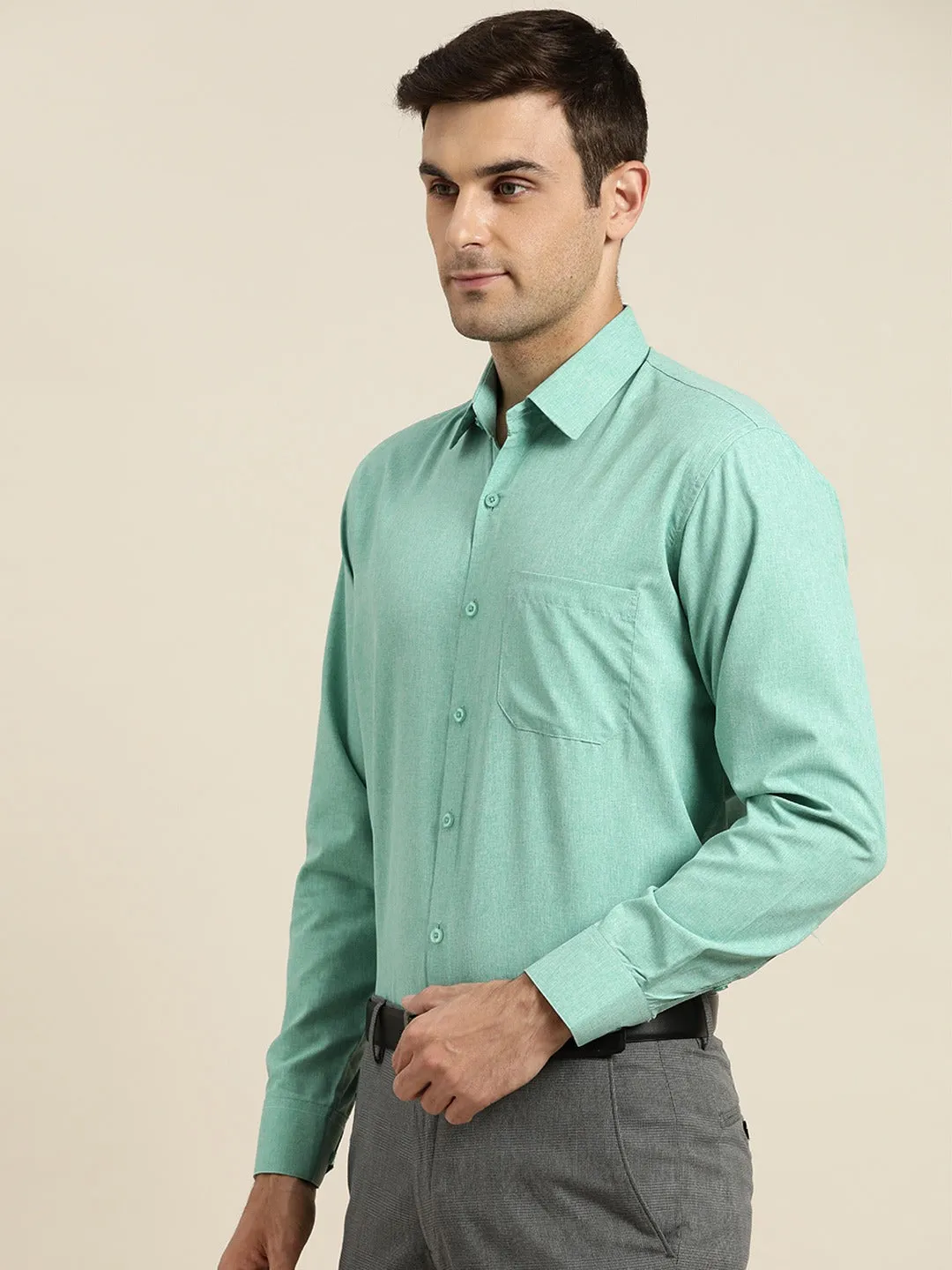 Men's Cotton Sea Green Casual Shirt