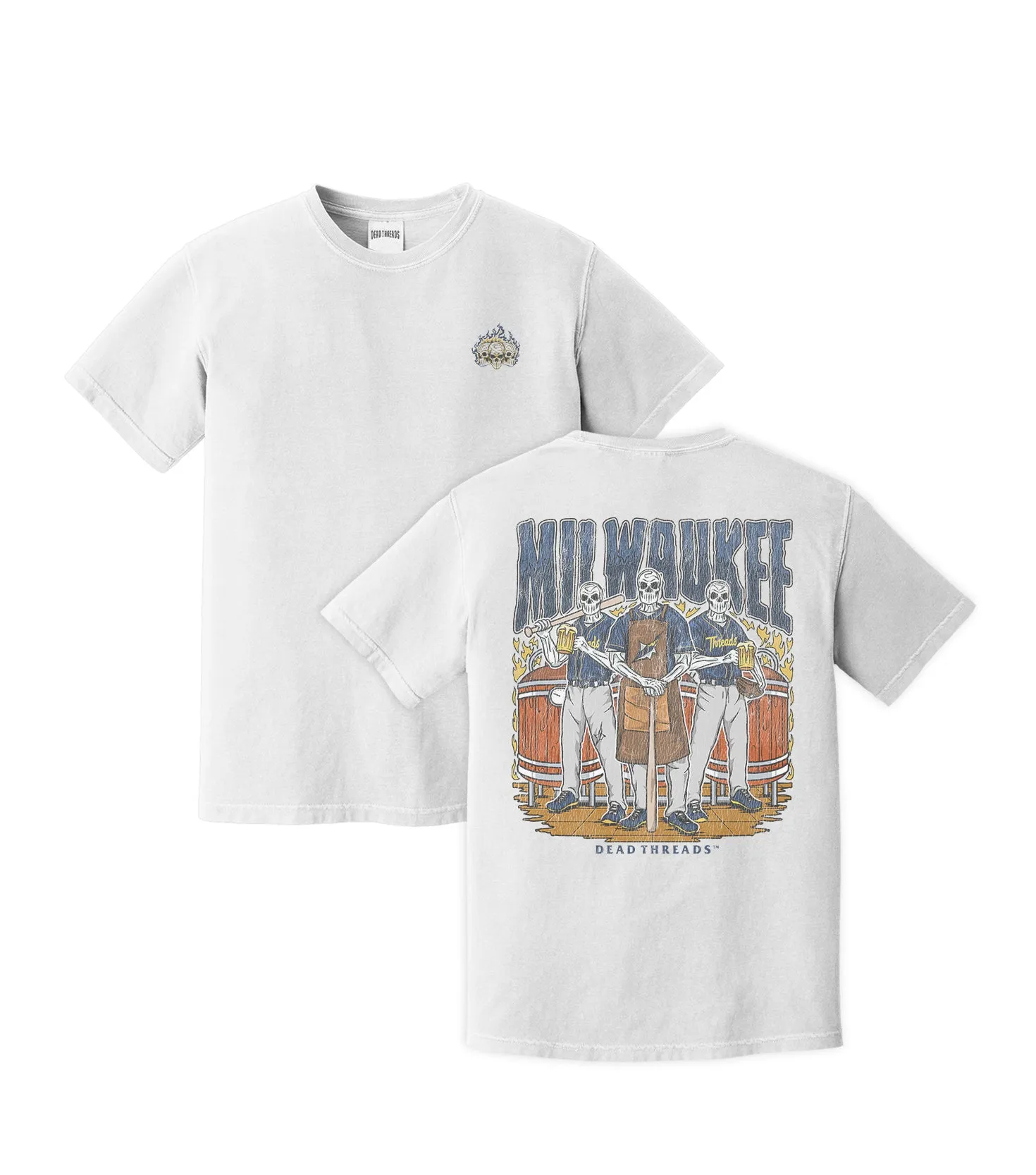 MILWAUKEE BASEBALL - "3 SKULL" PREMIUM SHIRT