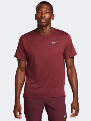 Nike Dri Fit Miler Men Running T-Shirt Night Maroon/Cedar