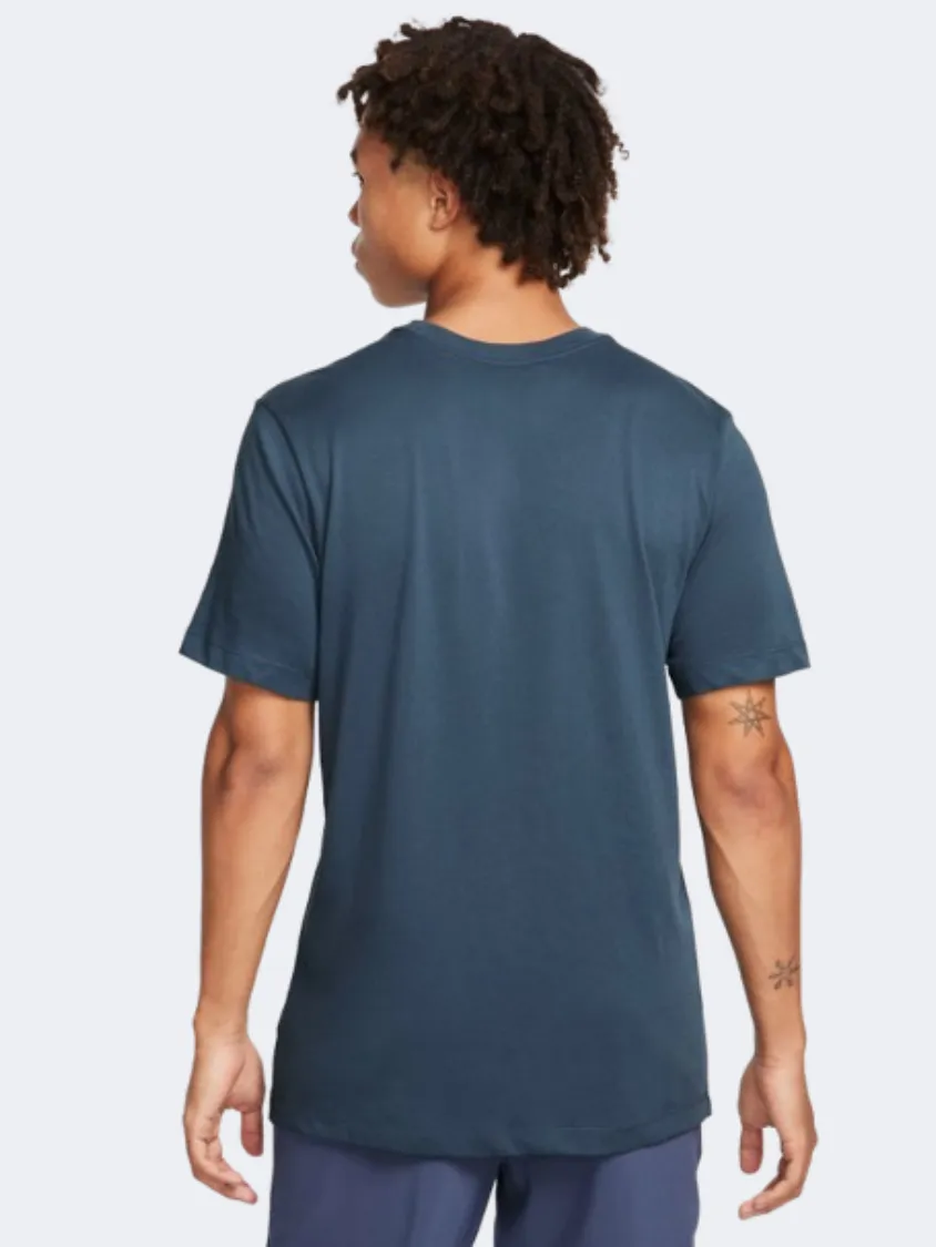 Nike Trail Logo Men Running T-Shirt Thunder Blue/Lime