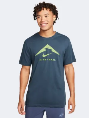 Nike Trail Logo Men Running T-Shirt Thunder Blue/Lime