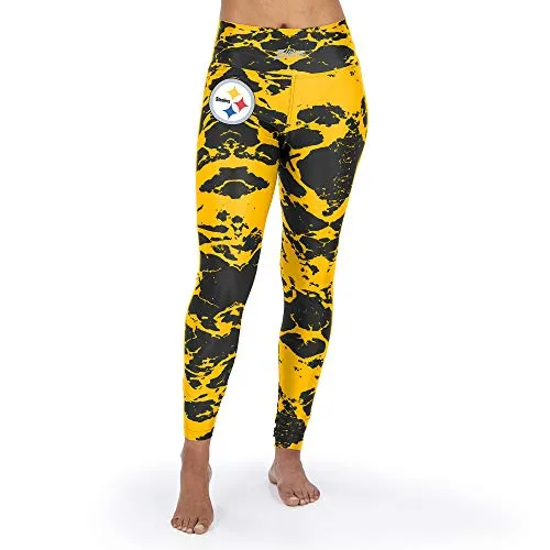 Officially Licensed Zubaz Women's NFL NFL Women's Lava Legging, Pittsburgh Steelers, Size Medium