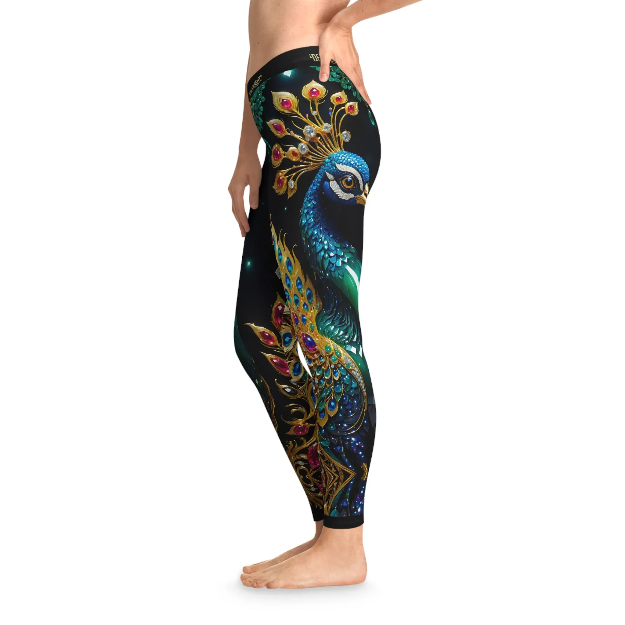 Ornate Peacock Leggings Women Decorative Leggings Casual Wear Spandex Leggings Peacock Print Leggings | D20230