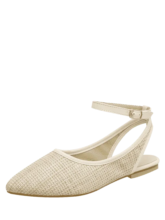 Pretty Slingback Straw Ankle Strap Flat Shoes