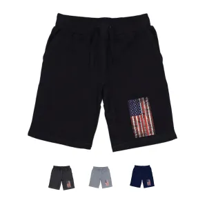 RAPDOM TS6 Fleece Gym Shorts Distressed Patriotic Vertical USA Flag