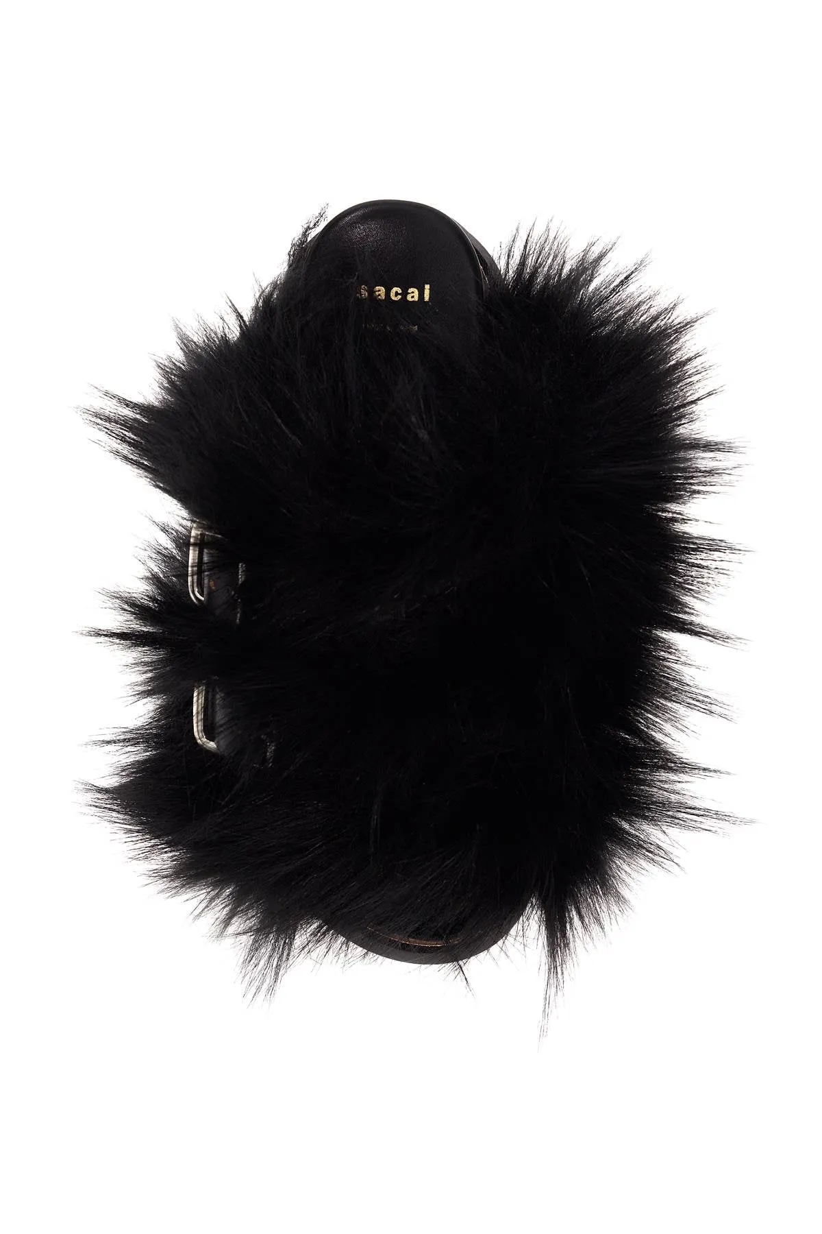 Sacai slides with faux fur strap