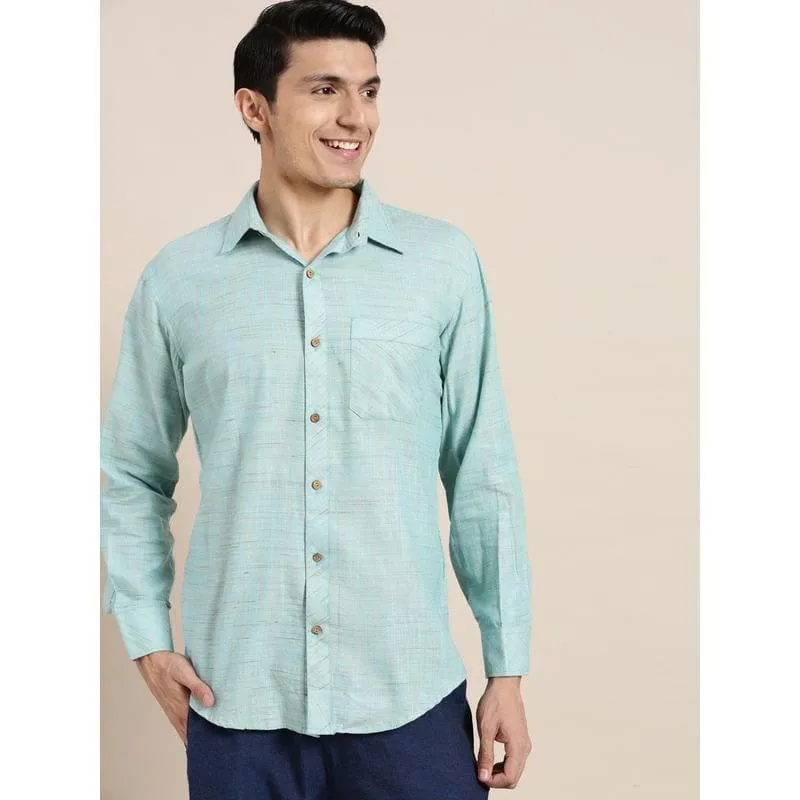 Sky Blue Cotton Men Shirt