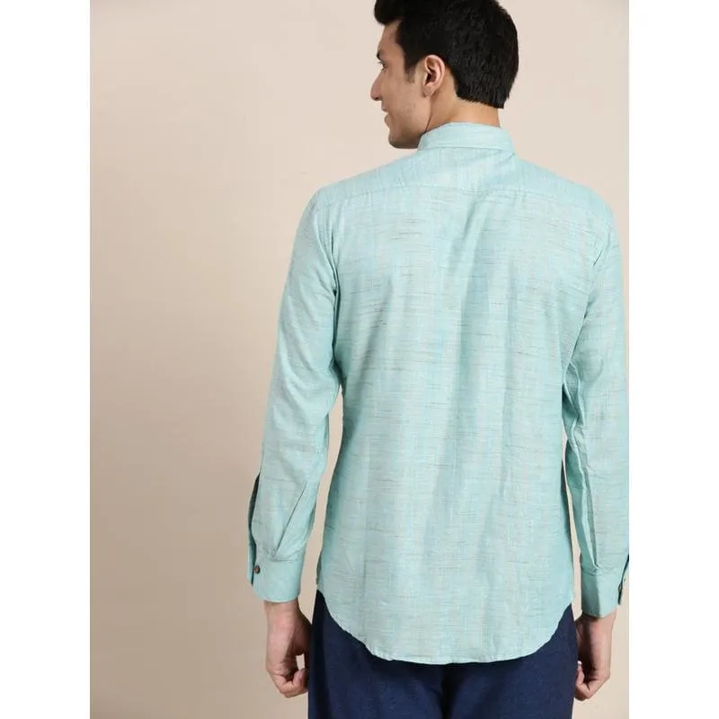 Sky Blue Cotton Men Shirt