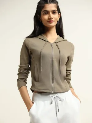 Studiofit Olive Cotton Blend Hoodie Jacket