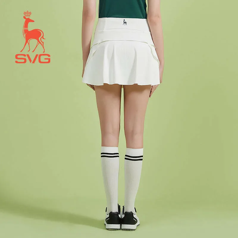 SVG Golf Women's White A-line High Elastic Skort