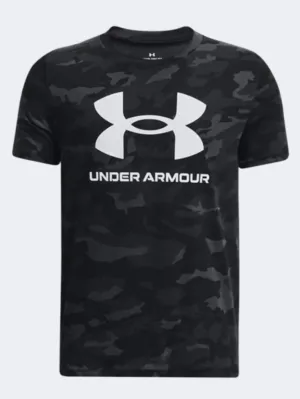 Under Armour Sportstyle Logo Printed Boys Training T-Shirt Black/White