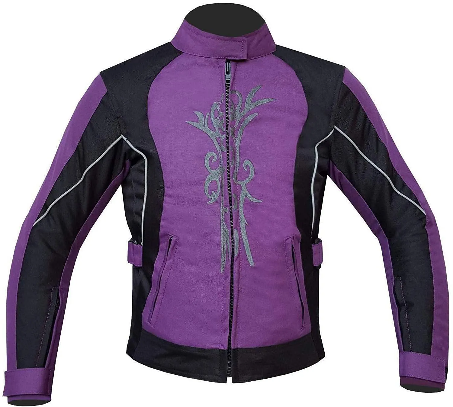 Warrior Gears Women's Graphic Embroidery Motorcycle Jacket, Waterproof Textile Jacket for Women