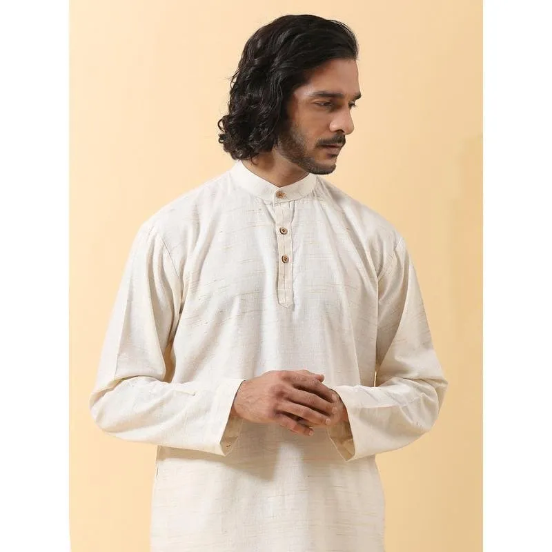 White Men Long Kurta Set