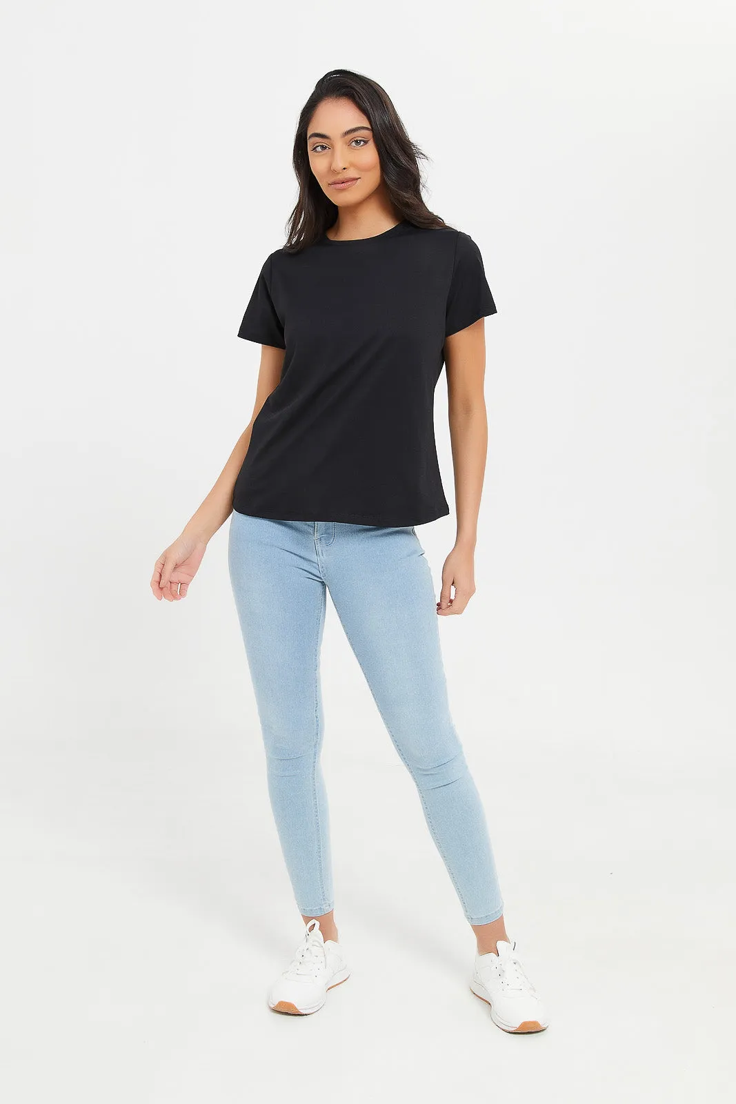 Women Black Soft Touch Active T-Shirt