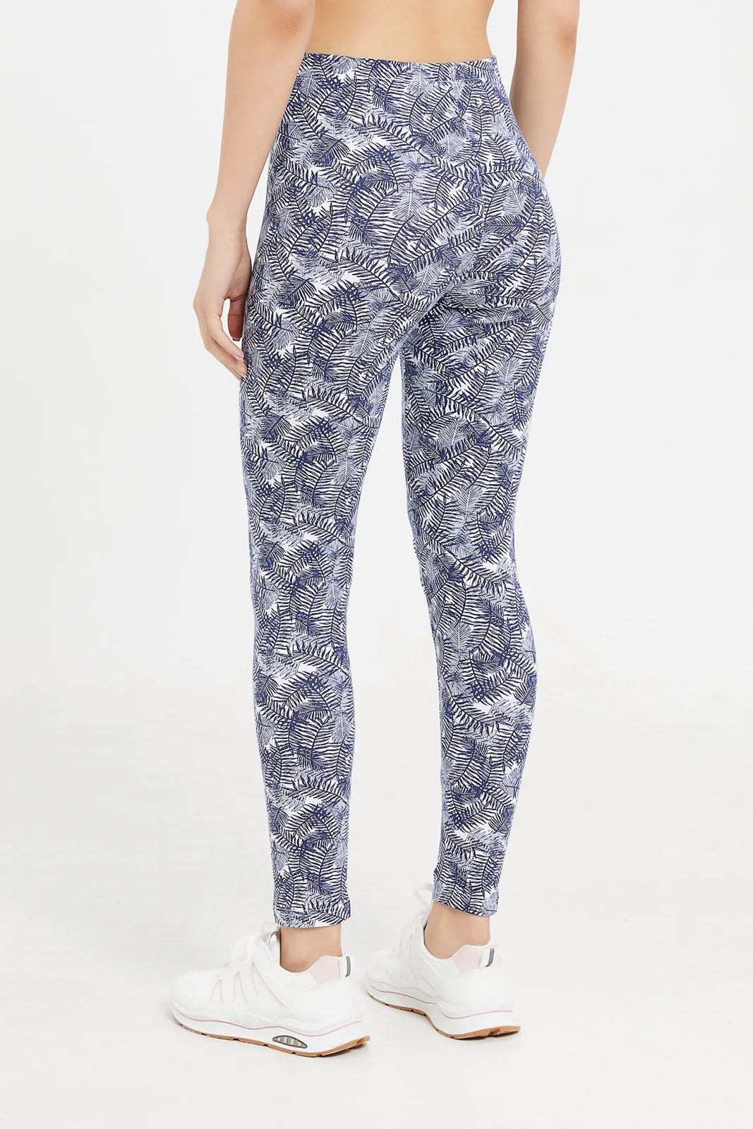 Women Blue Printed Skinny Leggings