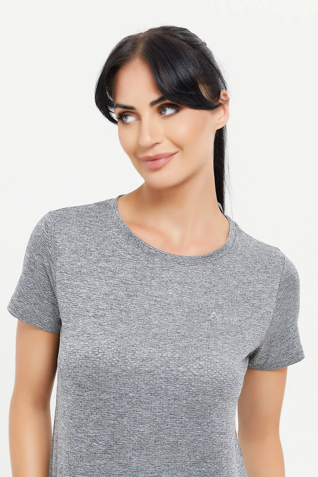 Women Grey Active T-Shirt