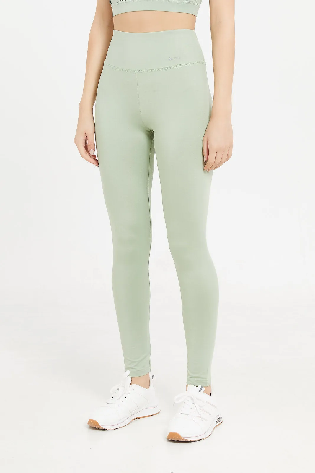 Women Mint Plain Active Leggings