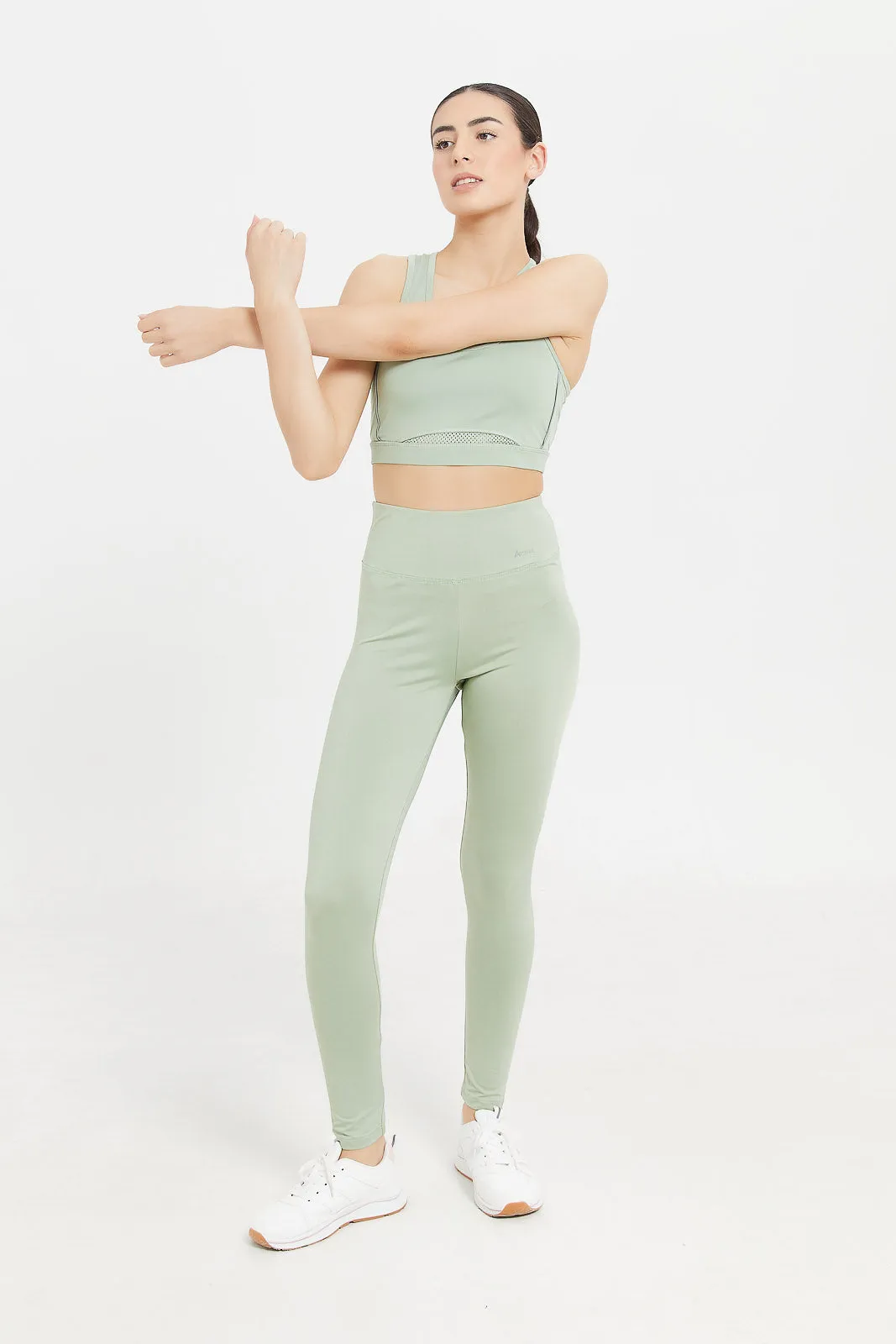 Women Mint Plain Active Leggings