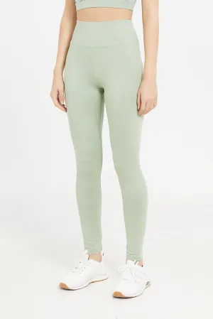 Women Mint Plain Active Leggings