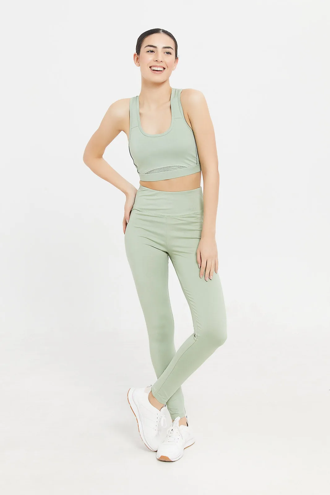 Women Mint Plain Sports Bra